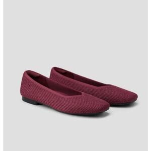 VIVAIA Burgundy Square Toe Flats Sustainable Work Shoes Comfort Dressy EU 40